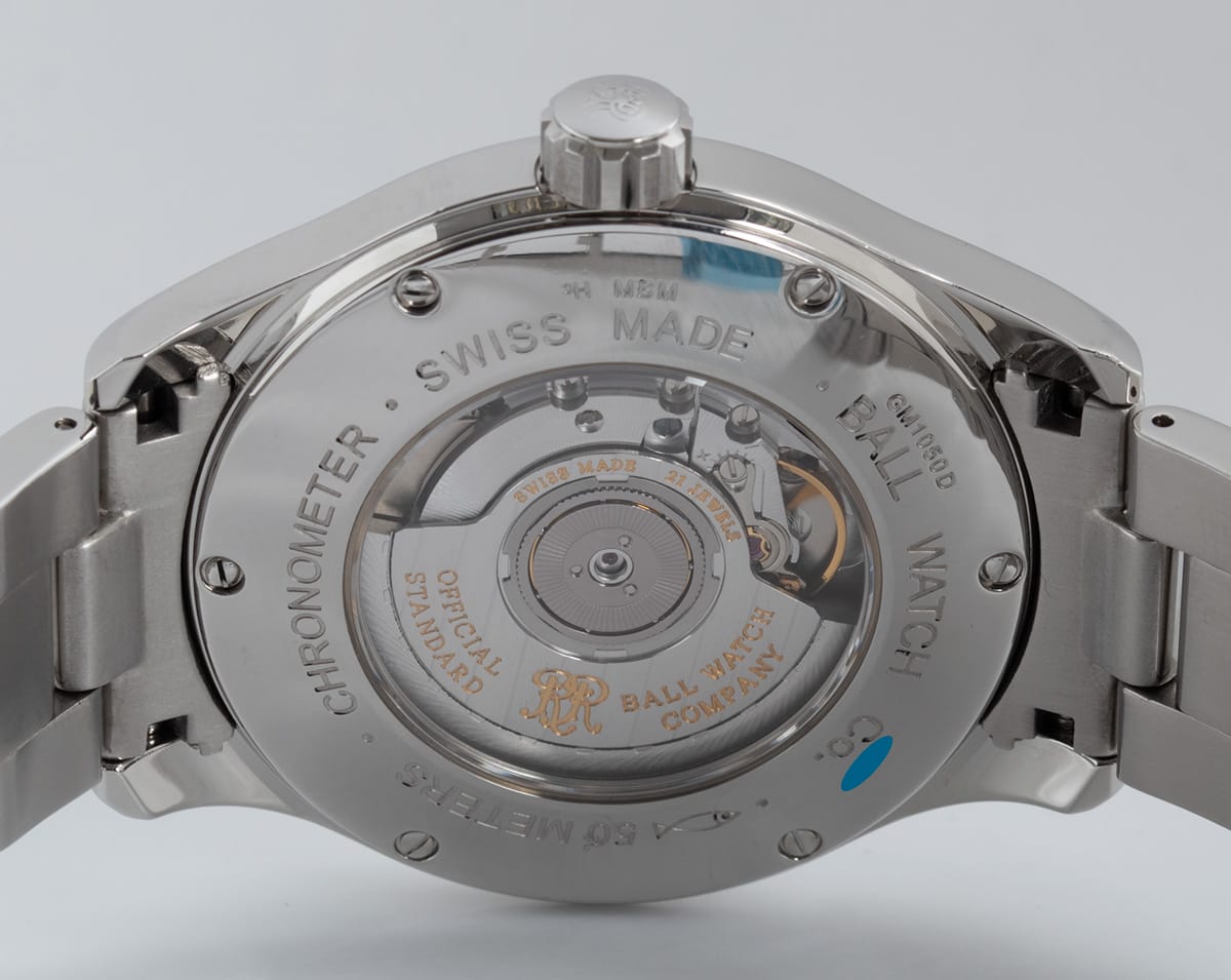 Caseback of Trainmaster GMT COSC