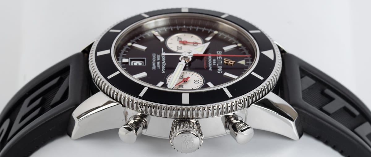 Crown Side Shot of SuperOcean Heritage Chronograph Limited 125th Anniversary