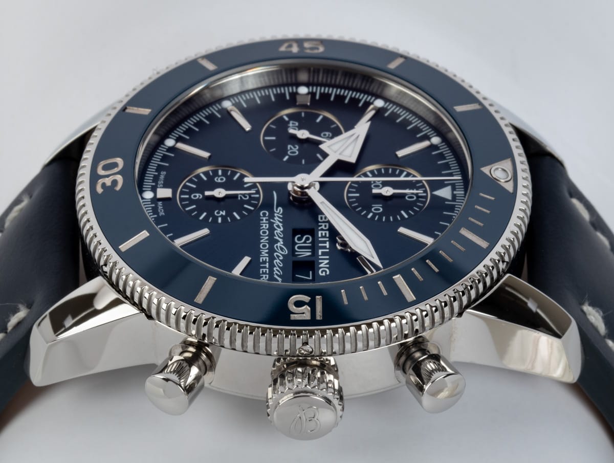 Crown Side Shot of Superocean Heritage Chronograph 44