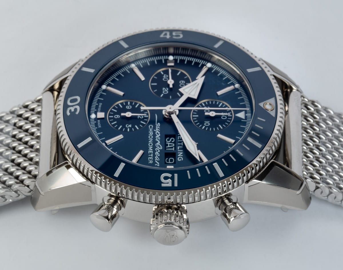 Crown Side Shot of Superocean Heritage Chronograph 44