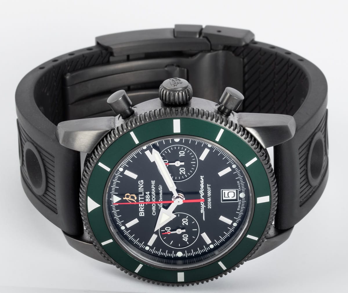 Front View of SuperOcean Heritage Chronograph 44 BlackSteel