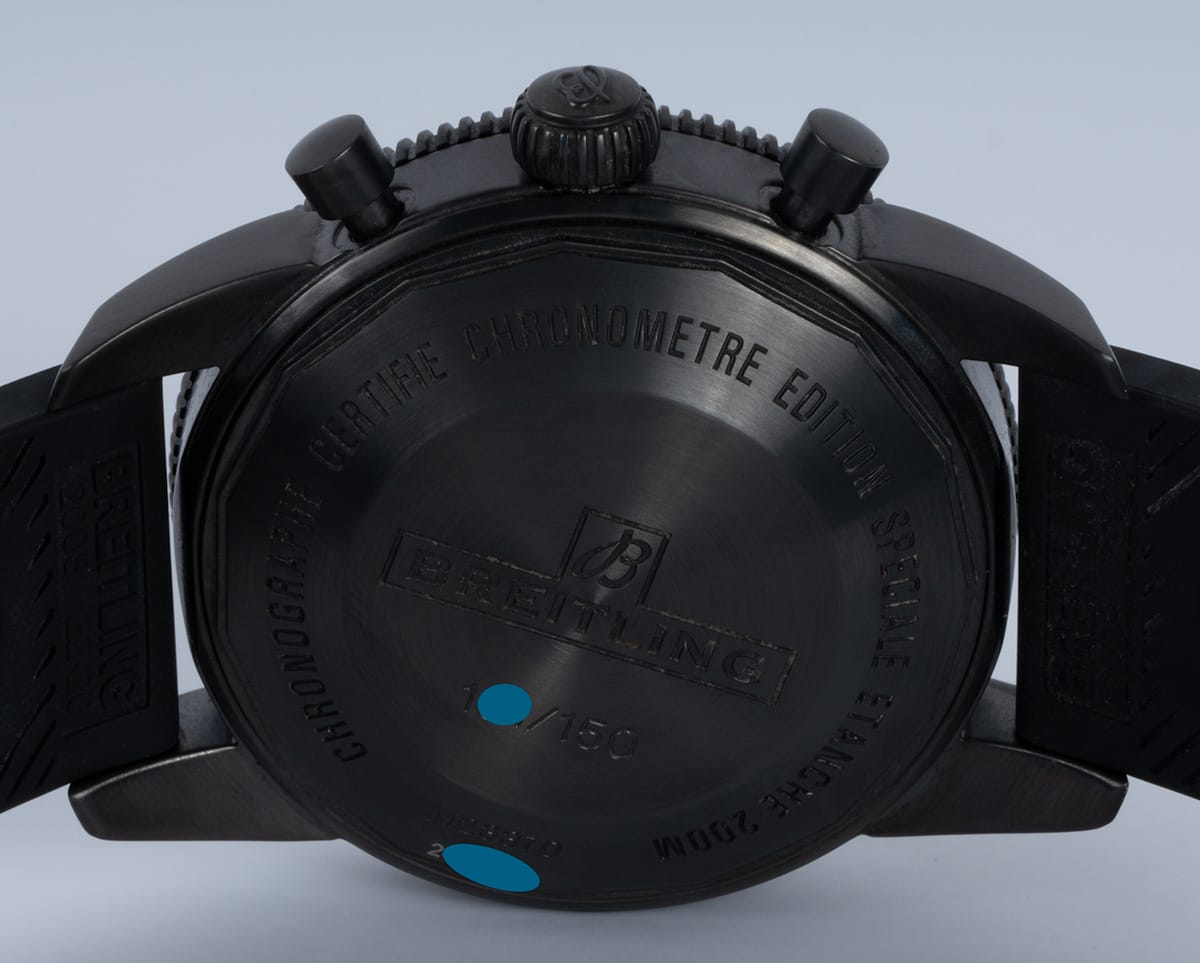 Caseback of SuperOcean Heritage Chronograph 44 BlackSteel