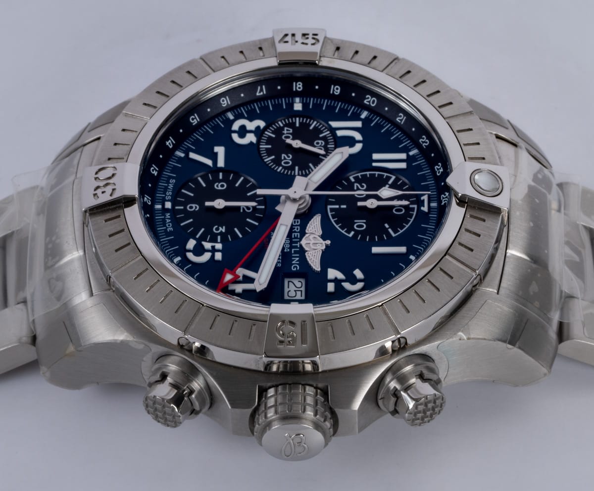 Crown Side Shot of Avenger Chronograph GMT 45