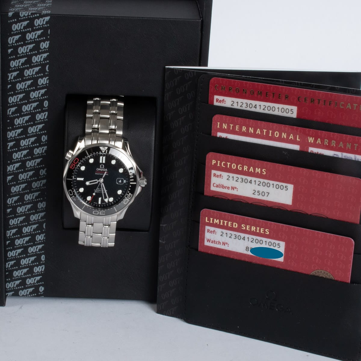 View in Box of Seamaster Professional James Bond 50th Anniversary Limited Edition