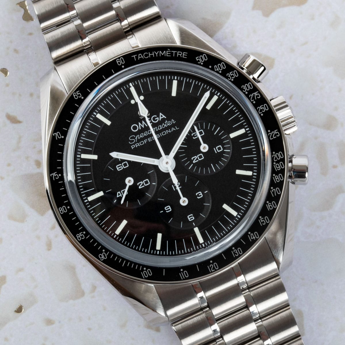 Stylied photo of  of Speedmaster Moonwatch Professional Co-Axial Master Chronometer