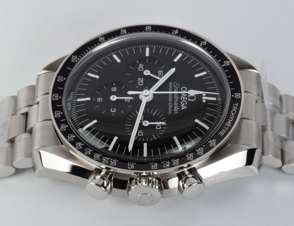 Crown Side Shot of Speedmaster Moonwatch Professional Co-Axial Master Chronometer