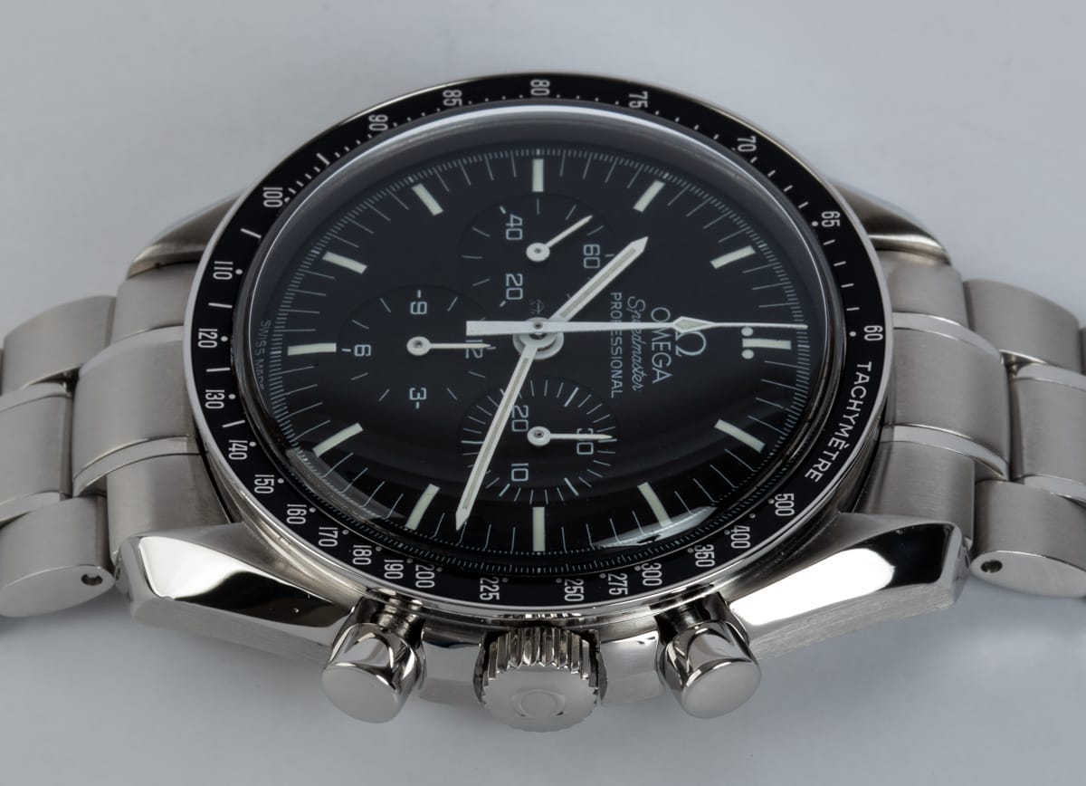 Crown Side Shot of Speedmaster Moon 'Hesalite Sandwich'