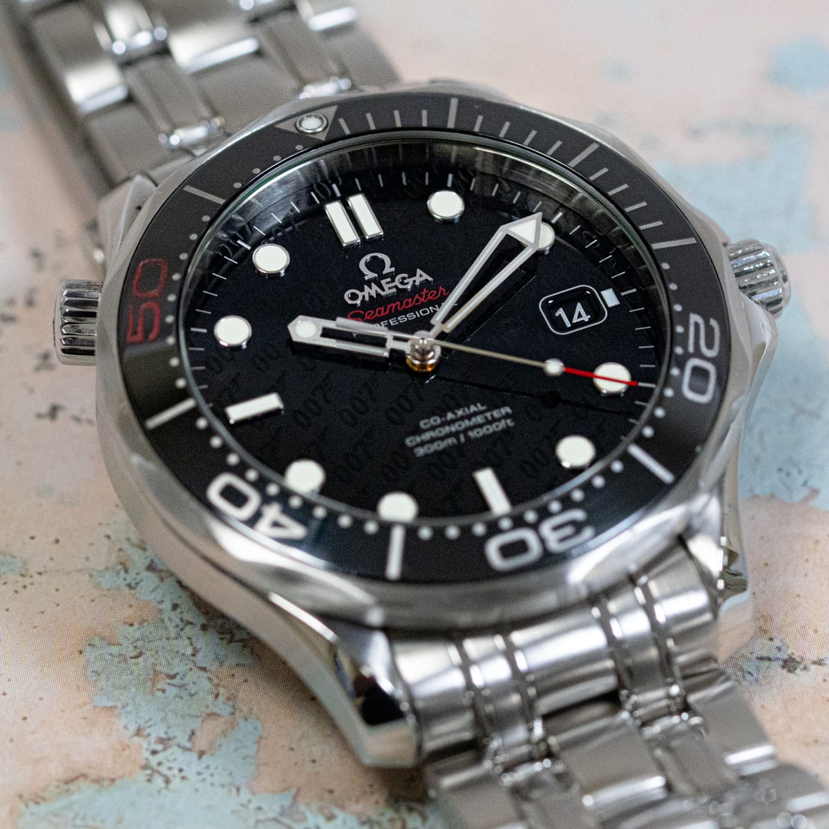 Stylied photo of  of Seamaster Pro 007 James Bond 50th Anniversary Limited Edition