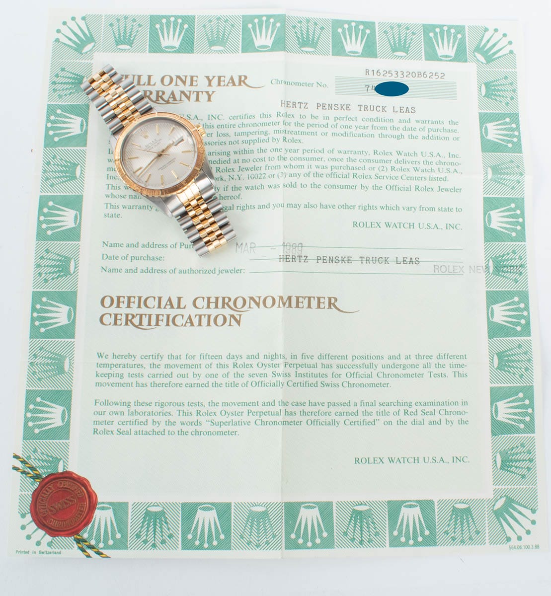 Paper shot of Datejust Turn-O-Graph 'Thunderbird'