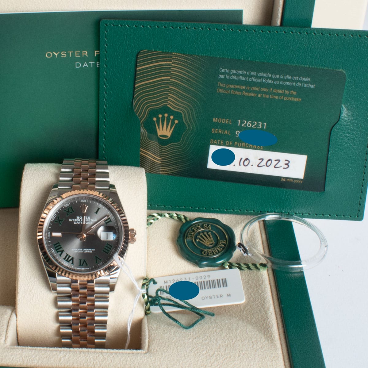 View in Box of Datejust 36 'Wimbledon'