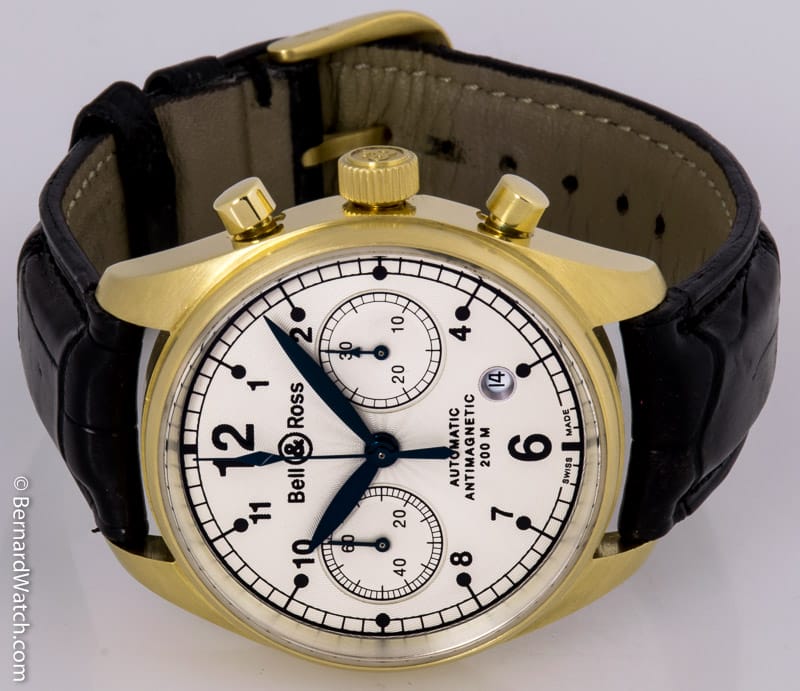 Front View of Vintage 126 Yellow Gold Chronograph