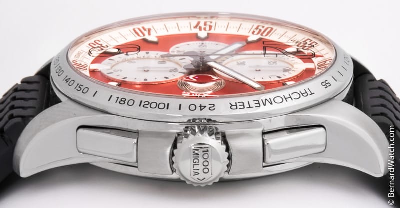 Crown Side Shot of Mille Miglia GT XL Chronograph 'Rossa Corsa'