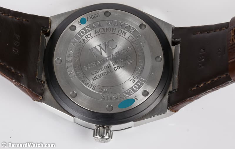 Caseback of Ingenieur Climate Action Limited Edition