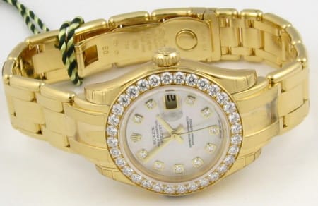 Front View of Ladies Masterpiece Datejust Pearlmaster