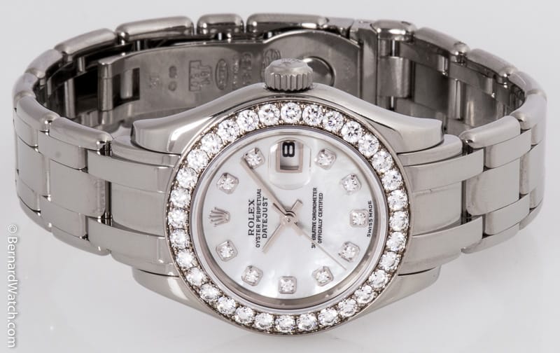 Front View of Ladies Masterpiece Datejust Pearlmaster