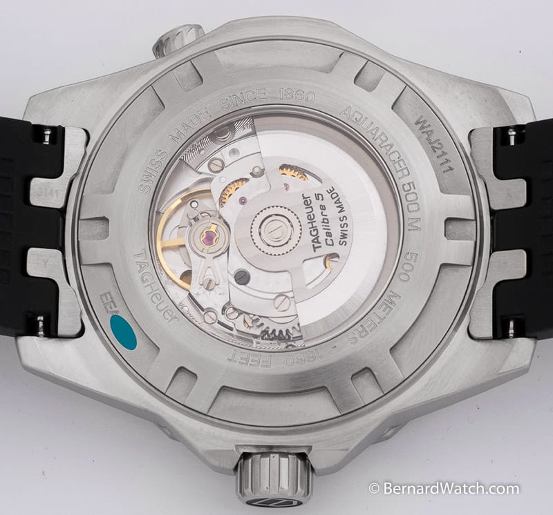 Caseback of Aquaracer Automatic 500M Calibre 5