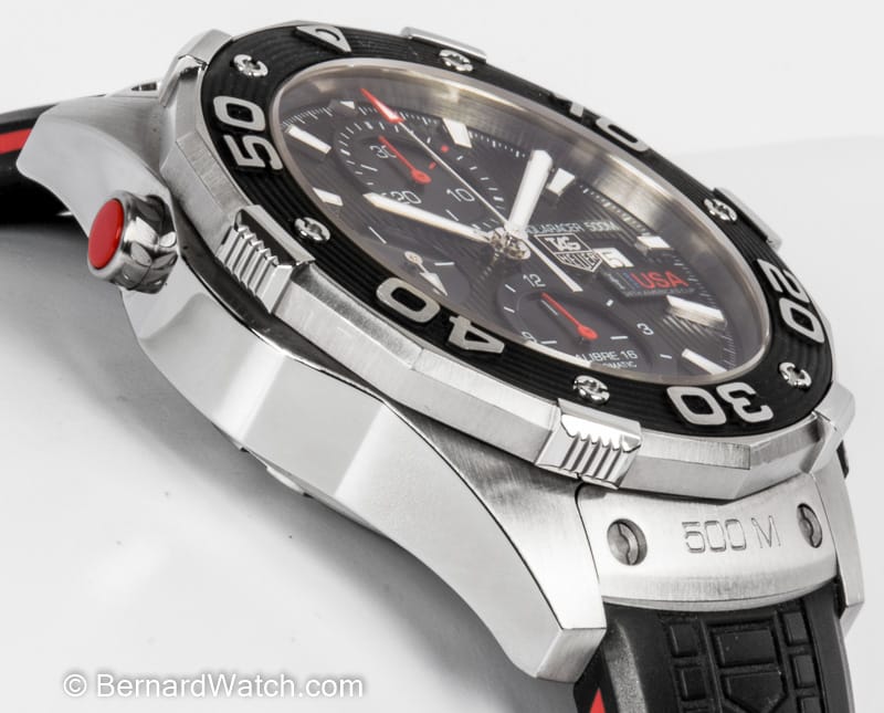 9' Side Shot of Aquaracer 500m Chronograph 'Oracle Edition'