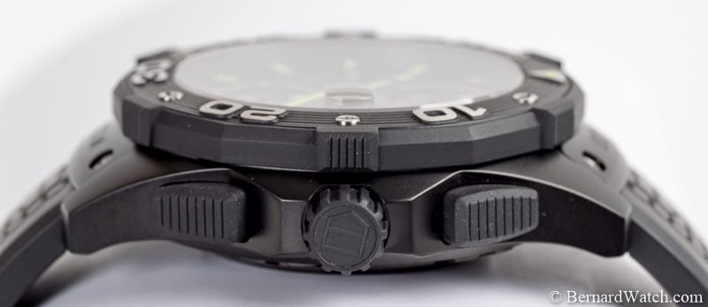 Crown Side Shot of Aquaracer Chronograph Full Black