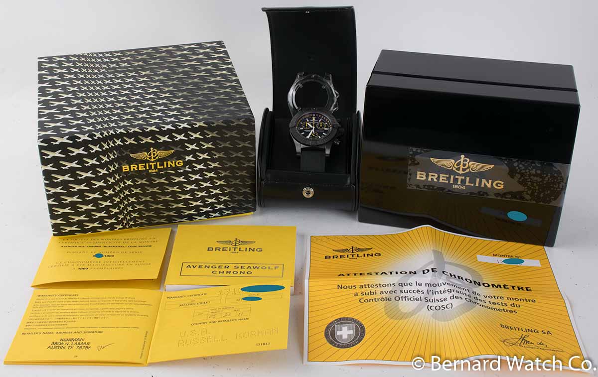 Box / Paper shot of Avenger Seawolf Chronograph Blacksteel Limited