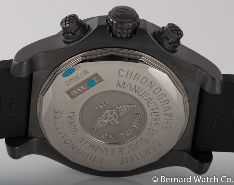 Caseback of Avenger Seawolf Chronograph Blacksteel Limited