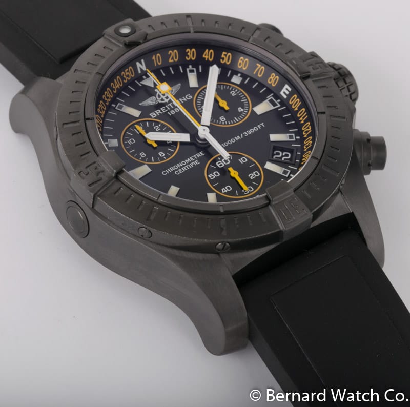 9' Side Shot of Avenger Seawolf Chronograph Blacksteel Limited