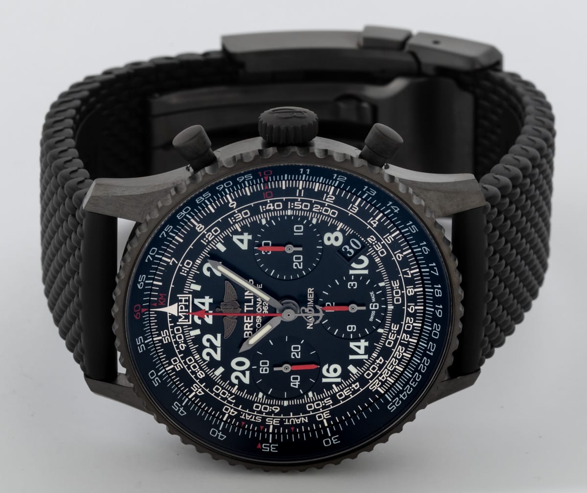 Front View of Navitimer Cosmonaute Blacksteel Mercury 7 Limited Edition