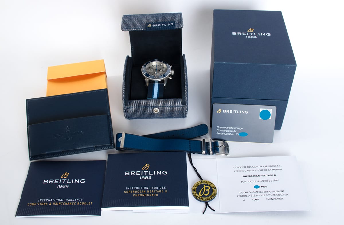 Box / Paper shot of SuperOcean Heritage Chronograph 44 Ocean Conservancy Limited Edition