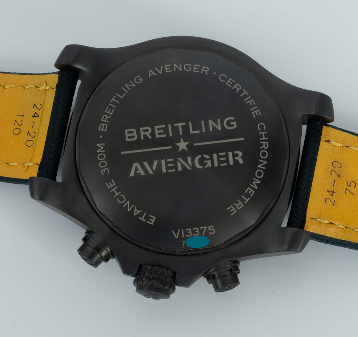 Caseback of Super Avenger Chronograph 48 Night Mission