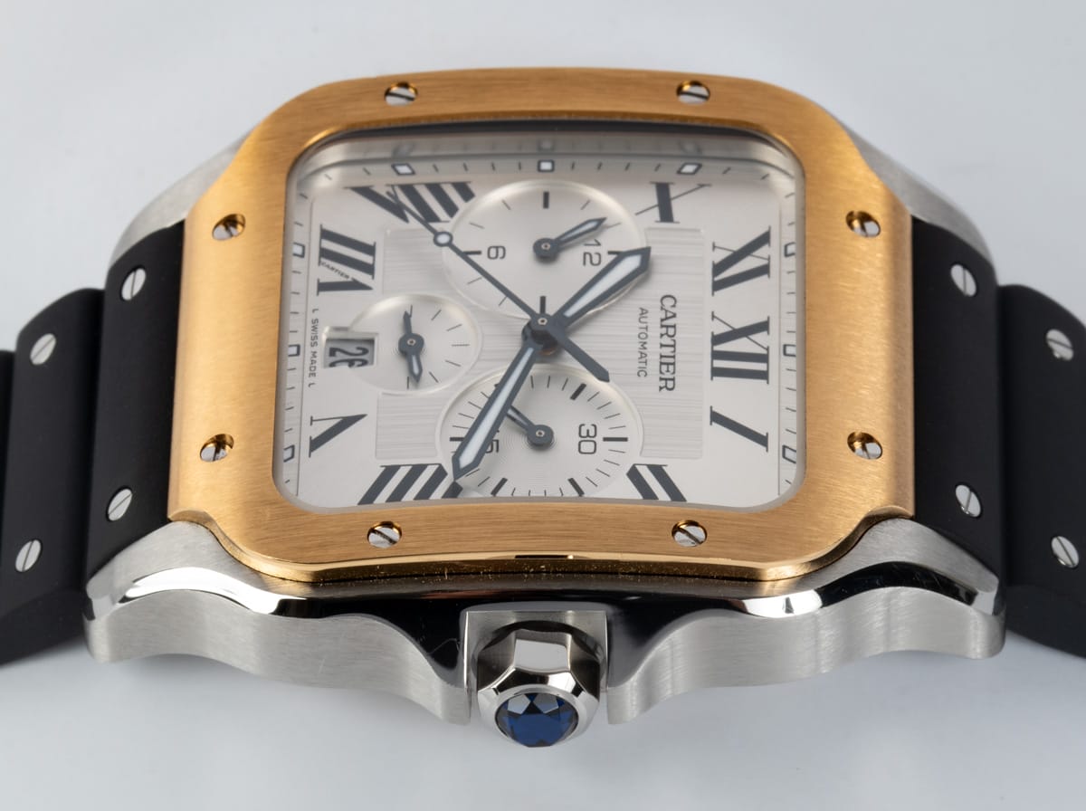 Crown Side Shot of Santos De Cartier Chronograph XL