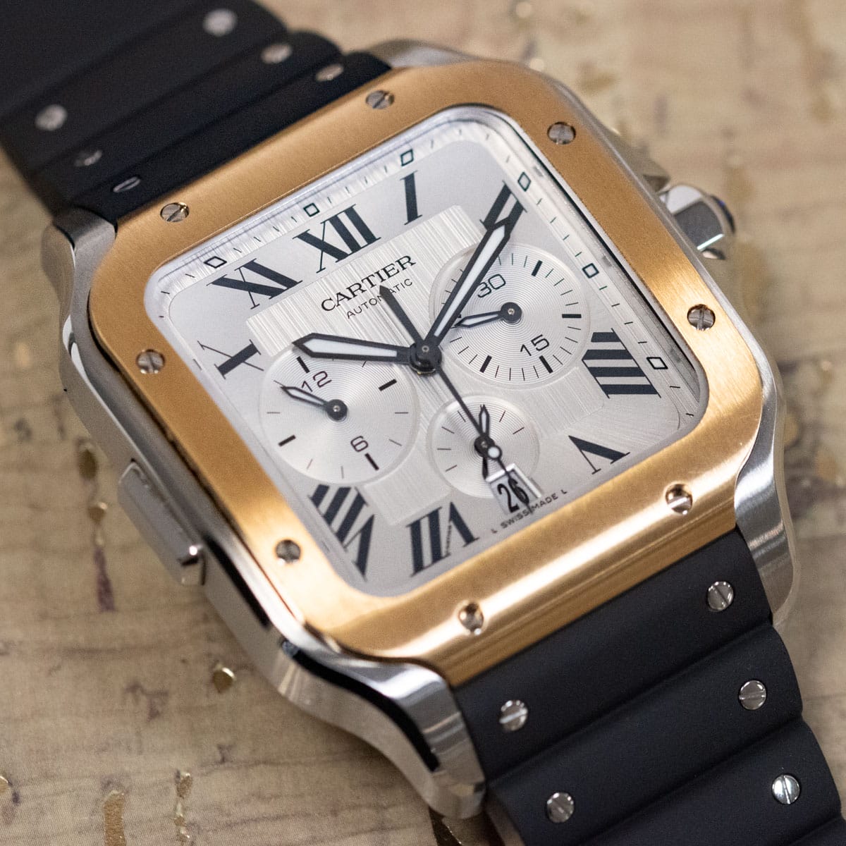 Stylied photo of  of Santos De Cartier Chronograph XL