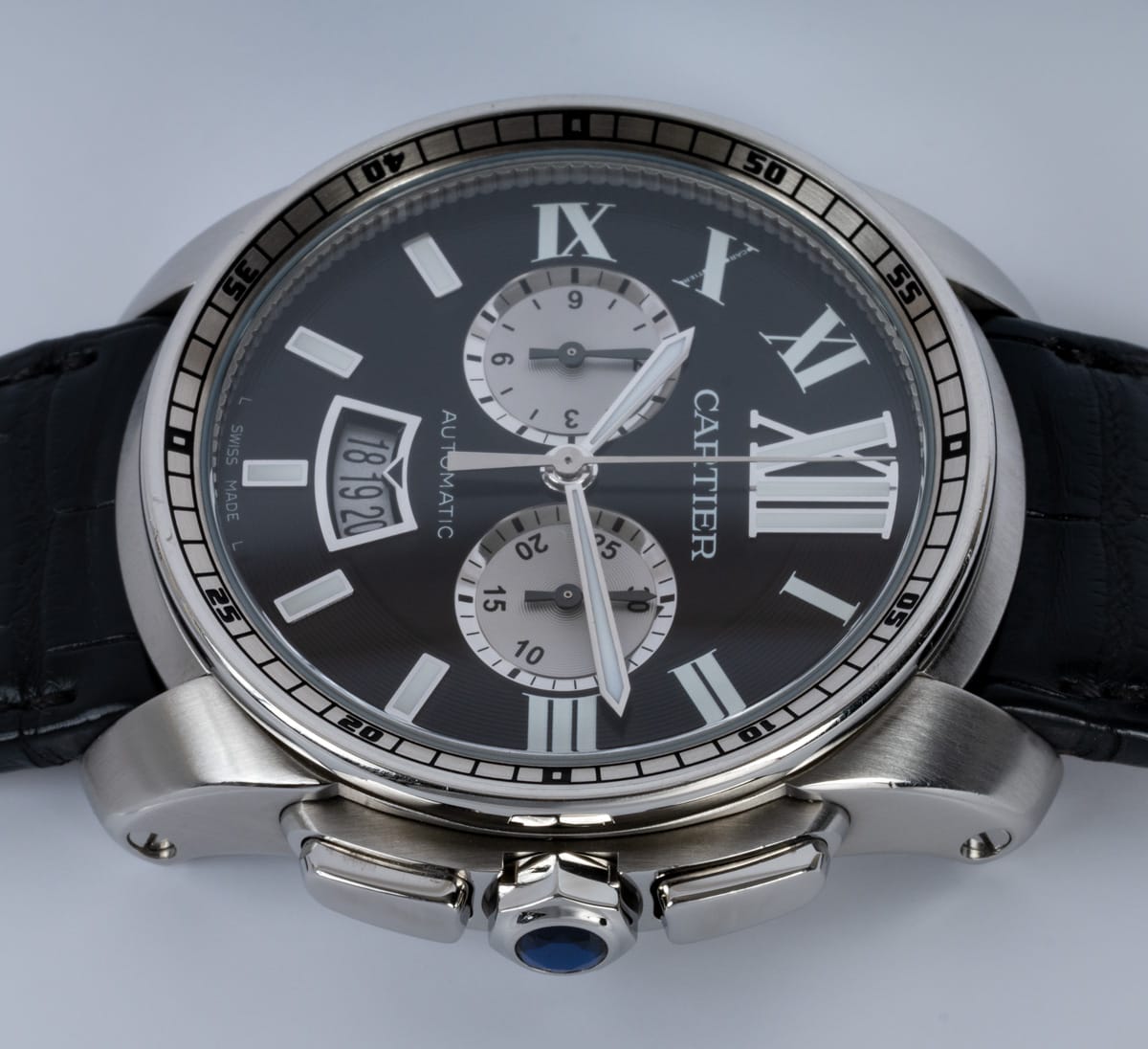 Crown Side Shot of Calibre de Cartier Chronograph