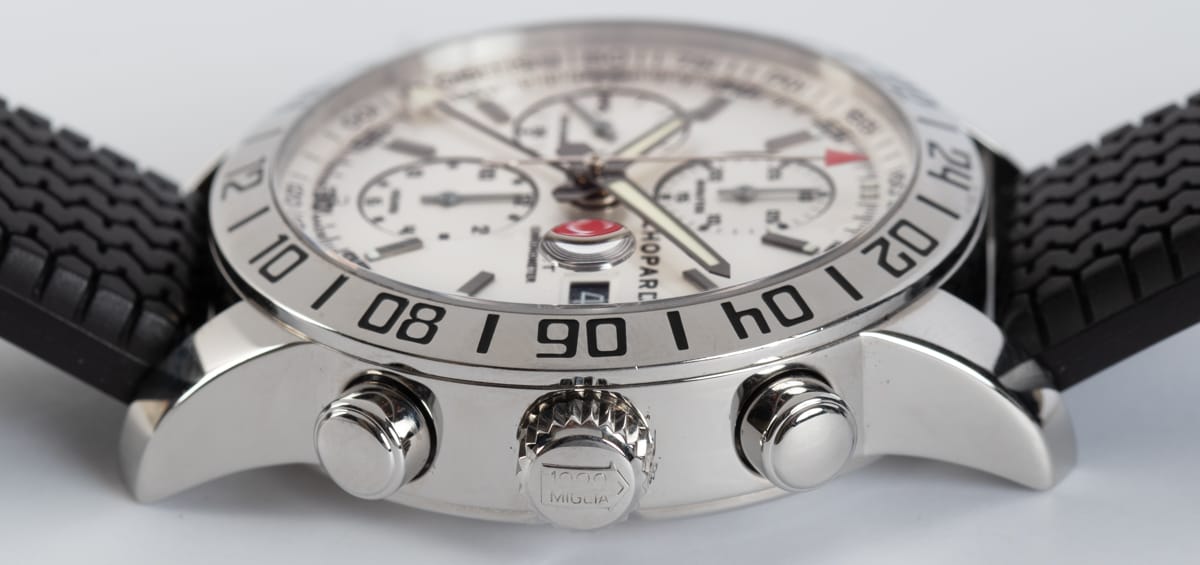Crown Side Shot of Mille Miglia Chronograph GMT
