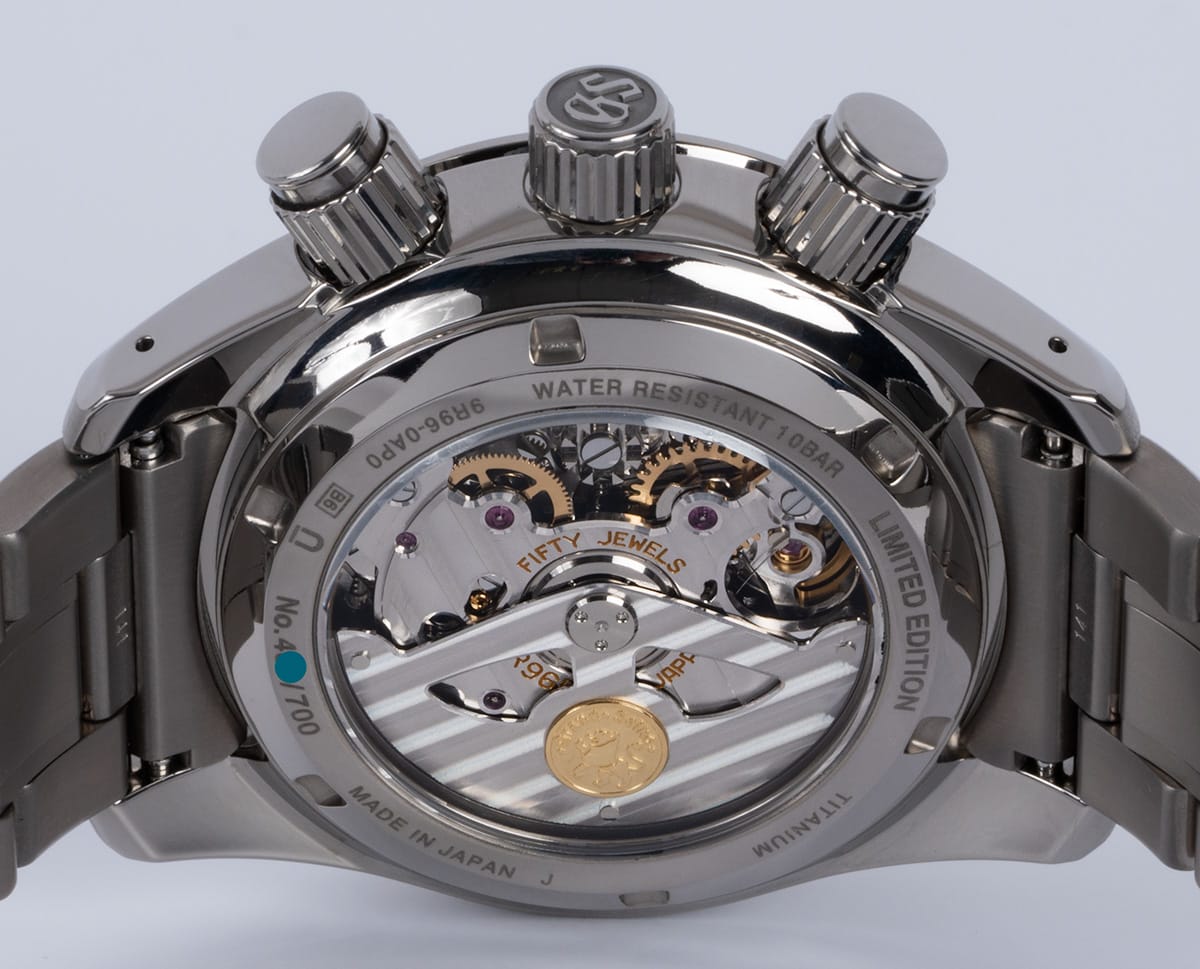 Caseback of Spring Drive Chronograph GMT '15th Anniversary'