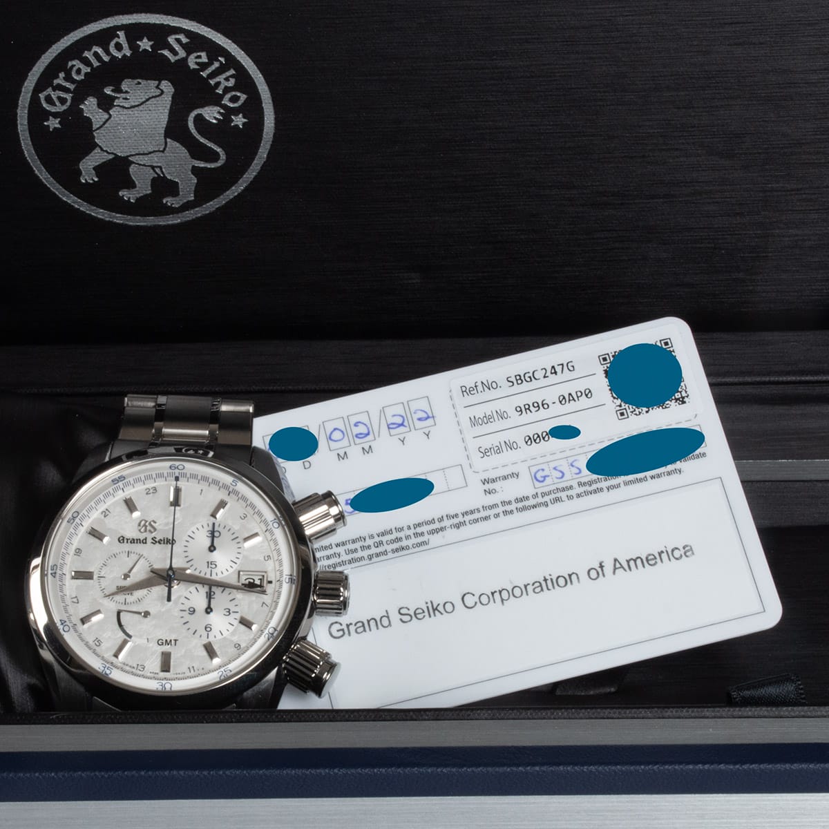 View in Box of Spring Drive Chronograph GMT '15th Anniversary'