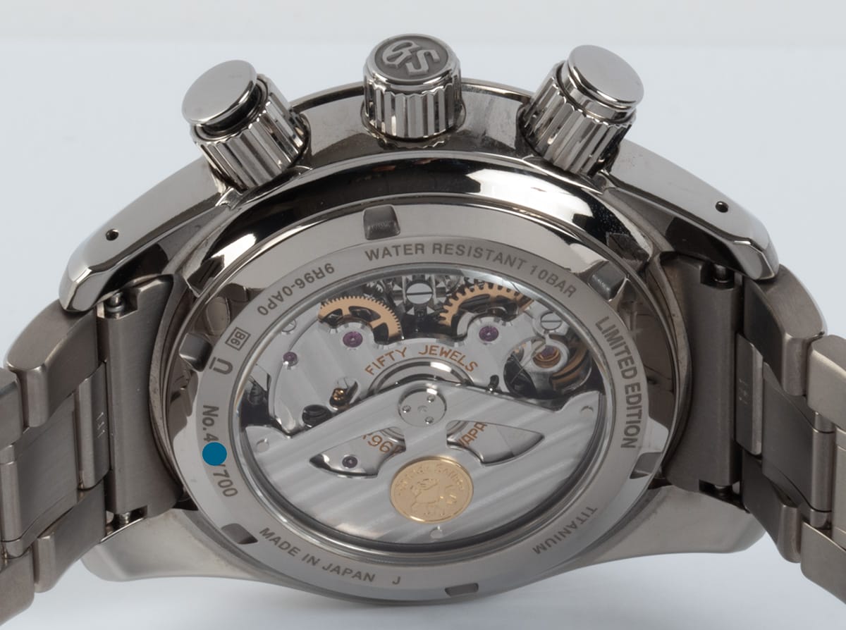 Caseback of Spring Drive Chronograph GMT '15th Anniversary'