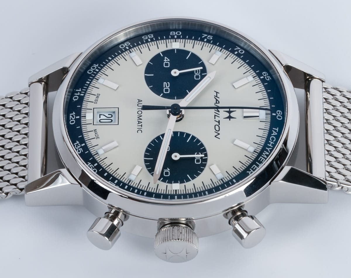 Crown Side Shot of Intra-Matic 68 Chronograph