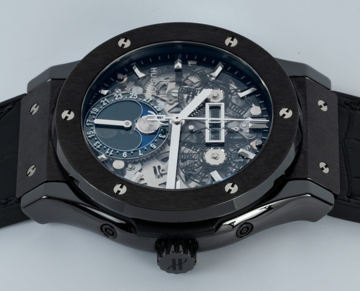 Crown Side Shot of Aerofusion Moonphase Black Magic