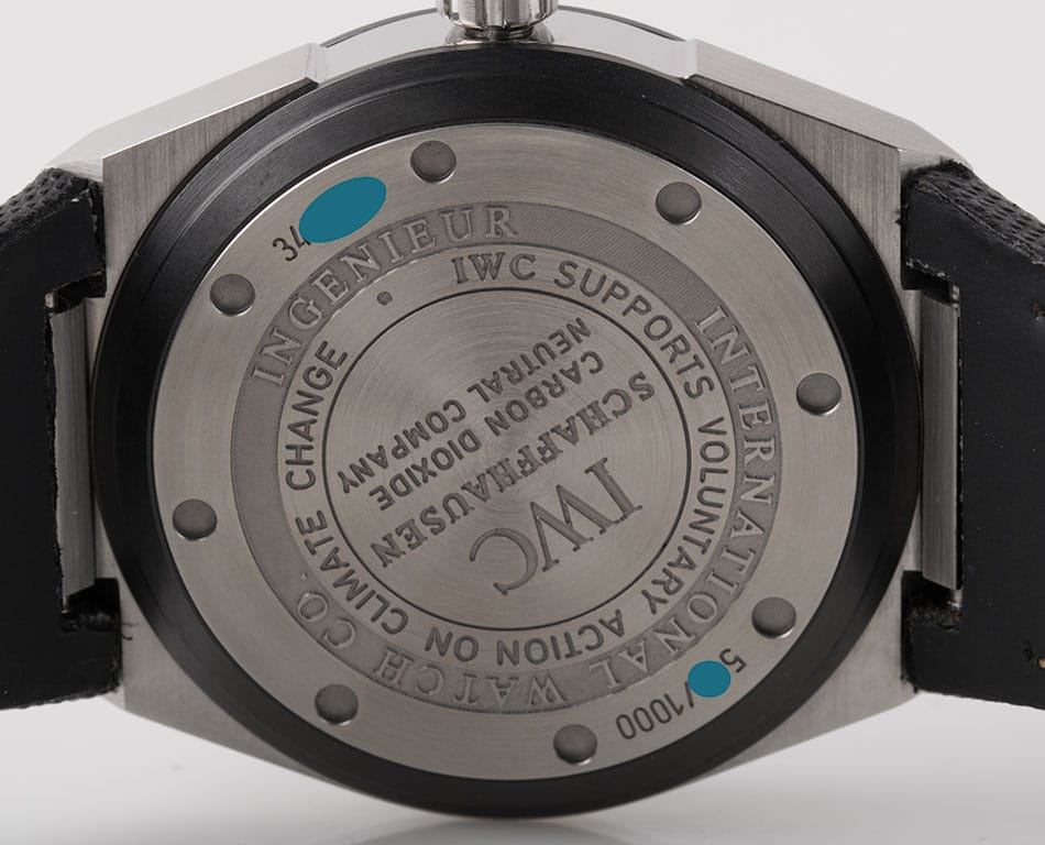 Caseback of Ingenieur Climate Action Limited Edition