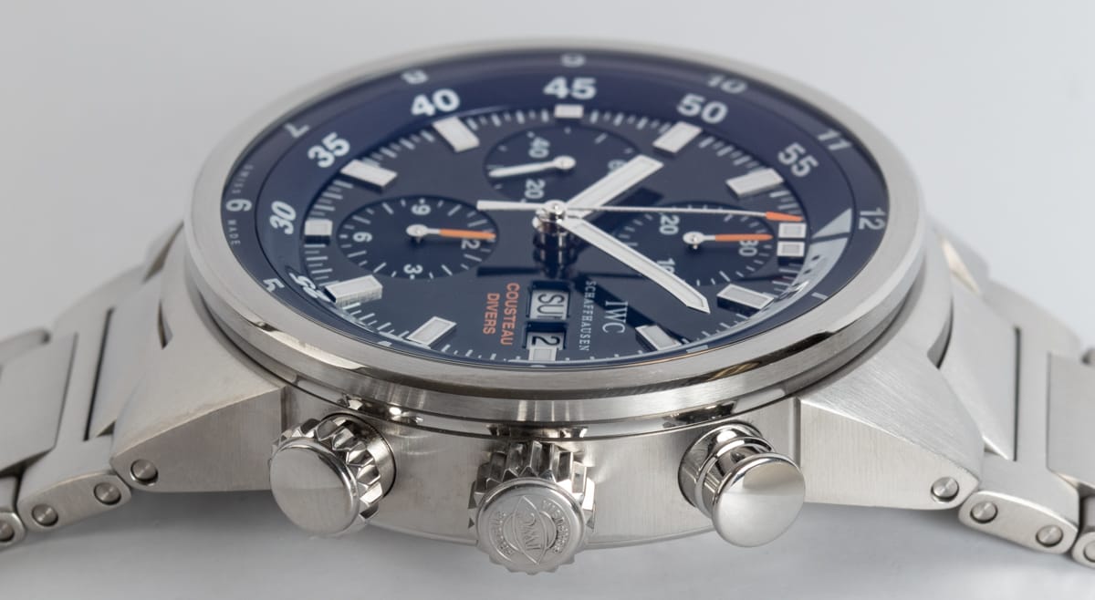 Crown Side Shot of Aquatimer Chronograph 'Cousteau' Tribute to Calypso