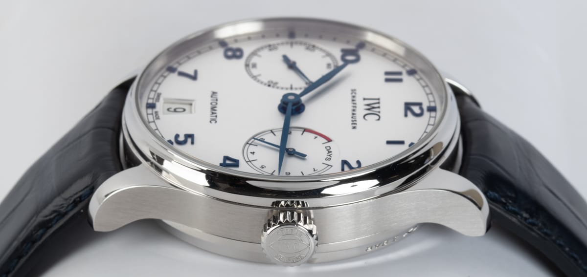 Crown Side Shot of Portugieser Automatic 7-Day Power Reserve