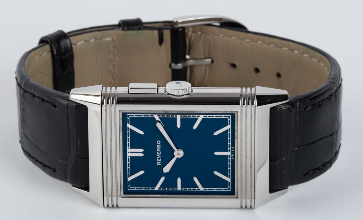 Front View of Reverso Ultra Thin Duoface Blue Boutique Edition