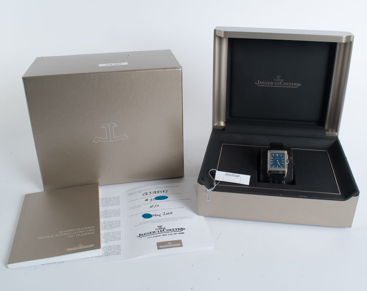 Box / Paper shot of Reverso Ultra Thin Duoface Blue Boutique Edition