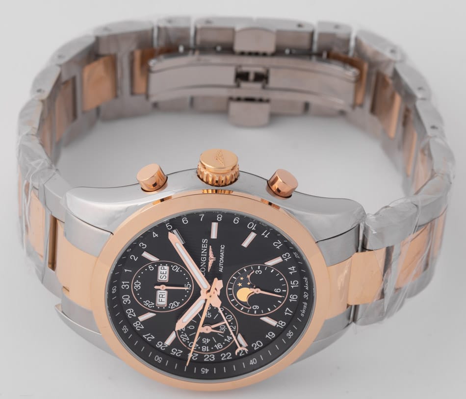 Front View of Conquest Classic Chronograph Moonphase 42mm