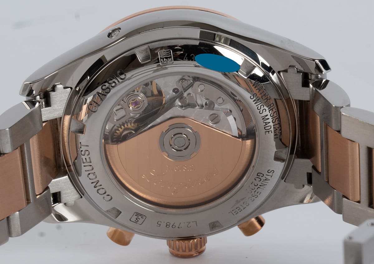 Caseback of Conquest Classic Chronograph Moonphase 42mm
