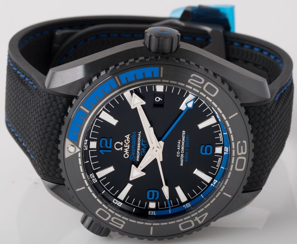 Front View of Seamaster Planet Ocean GMT 'Deep Black' Blue