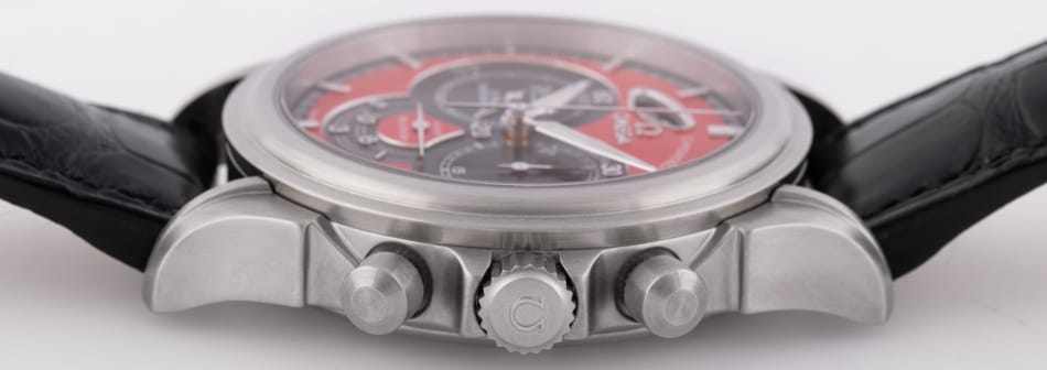 Crown Side Shot of DeVille Co-Axial Chronoscope Chronograph