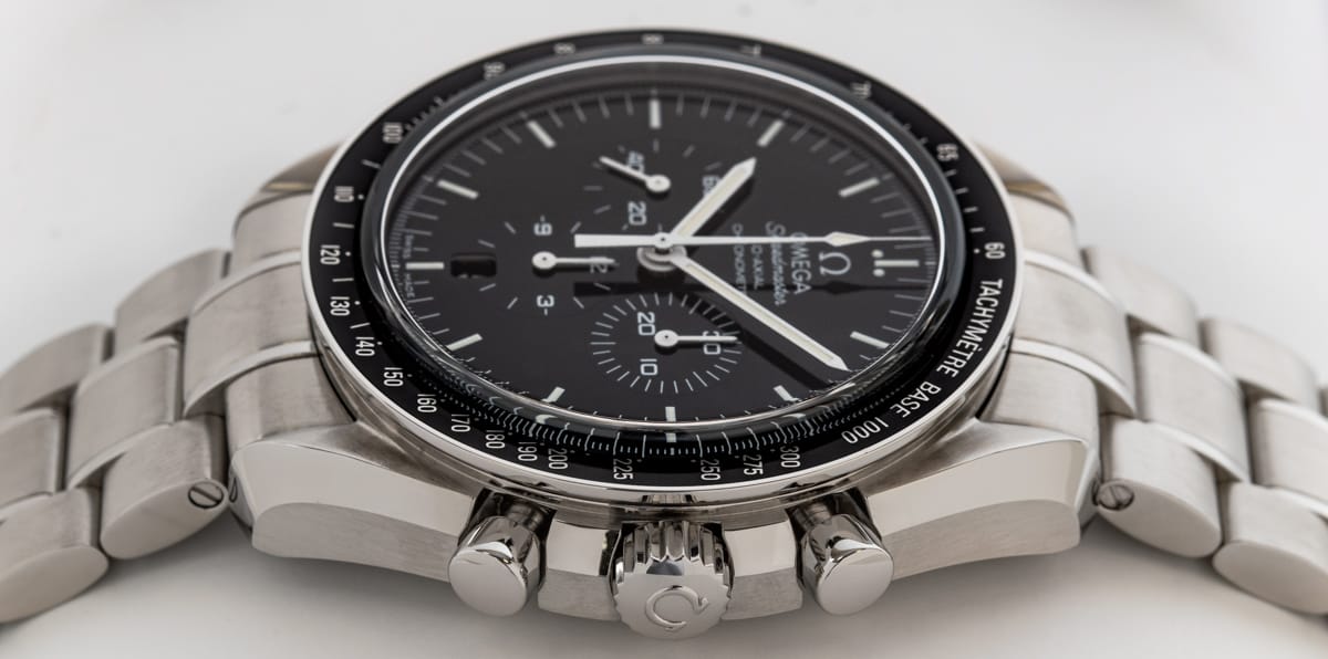 Crown Side Shot of Speedmaster 'Enamel' Co-Axial Chronograph