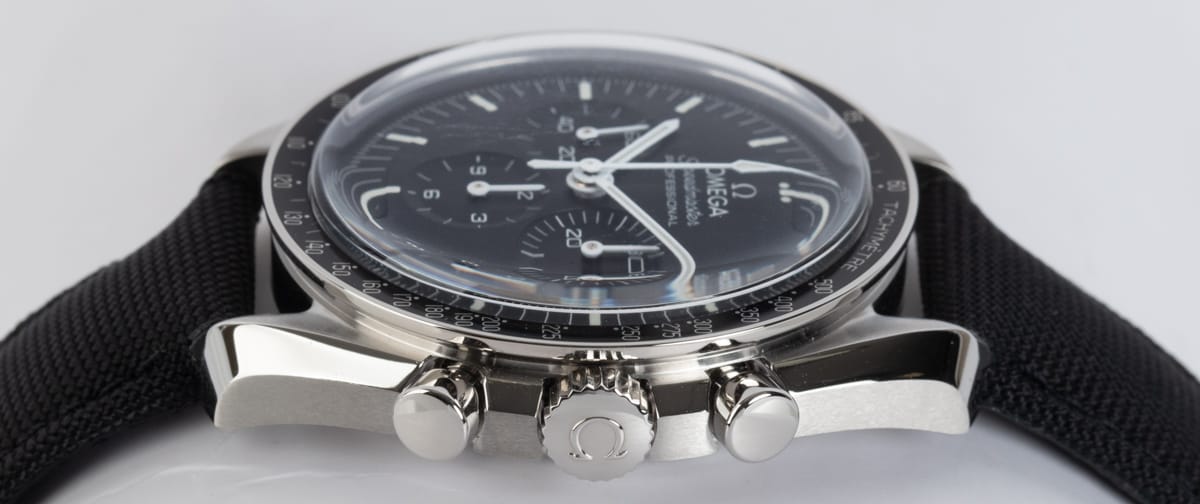 Crown Side Shot of Speedmaster Moonwatch Professional Master Chronometer