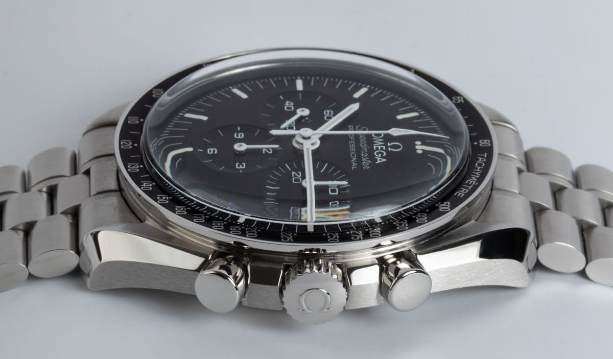 Crown Side Shot of Speedmaster Moonwatch Professional Co-Axial Master Chronometer