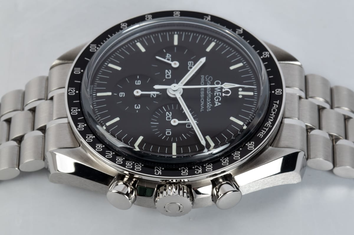 Crown Side Shot of Speedmaster Moonwatch Professional Co-Axial Master Chronometer